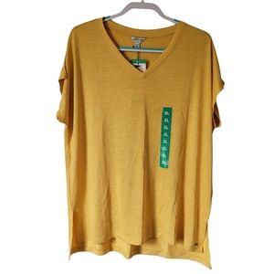 Orvis Womens Yellow Short Sleeve V-Neck Tunic Top Size XL NWT